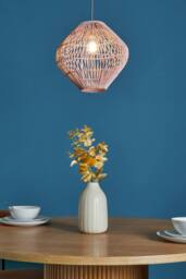 BHS Lighting Bobbin Herringbone Pendant Ceiling Light, Matte Pink - thumbnail 4