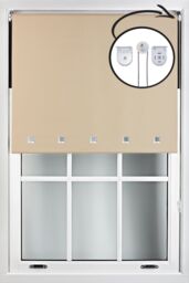 Furnished Cappuccino Blackout Roller Blind with Chrome Square Eyelets & Metal Fittings in Beige - Size: 80 cm width x 165 cm drop - thumbnail 1