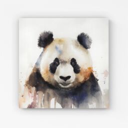 "Warren Reed - Designer Panda Watercolour Canvas in Brown - Size: W30"" x H30""" - thumbnail 1