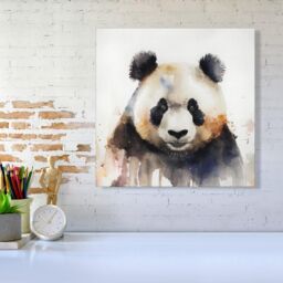 "Warren Reed - Designer Panda Watercolour Canvas in Brown - Size: W30"" x H30""" - thumbnail 2