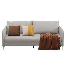Costway Modern Loveseat Sofa Couch Upholstered Sofa Couch with Armrest Sturdy Metal Legs in Grey - thumbnail 1