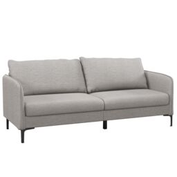 Costway Modern Loveseat Sofa Couch Upholstered Sofa Couch with Armrest Sturdy Metal Legs in Grey - thumbnail 3