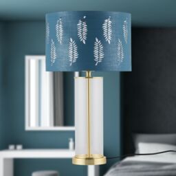 First Choice Lighting Aura - Satin Brass Table Lamp with Teal Fern Cut Out Silver Shade in Gold - thumbnail 6