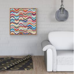 Warren Reed - Designer Geometric Multi Colored Chevron Pattern Framed Canvas in Light Brown - Size: w10 inch x h10 inch - thumbnail 2