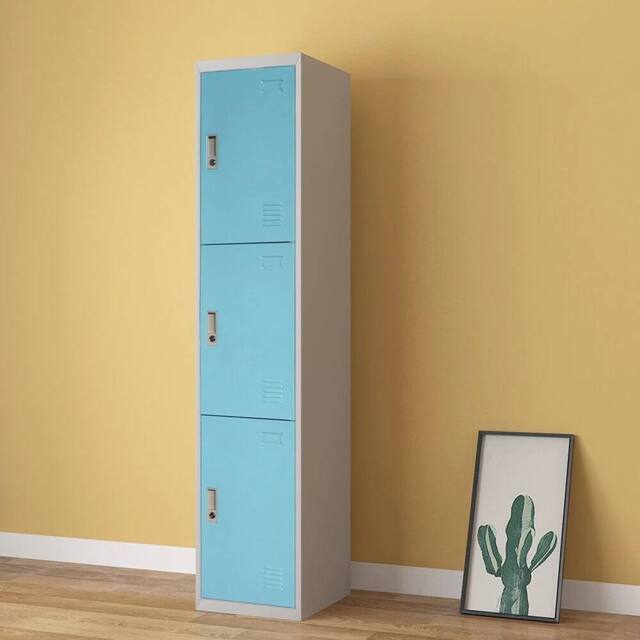 FORGEVIO 3Door Locker Home Office Lockable Cabinet in Blue - Size: 0.6m2 - image 1