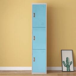 FORGEVIO 3Door Locker Home Office Lockable Cabinet in Blue - Size: 0.6m2 - thumbnail 3