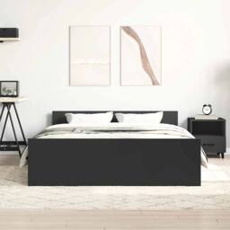 Berkfield Home Bed Frame with Headboard & Footboard Black 120x190 cm Small Double - thumbnail 4