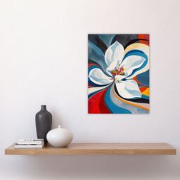 "Artery8 Lily Flower Blue Red Orange Abstract Floral Wall Art Print - Size: W18"" x H24""" - thumbnail 4