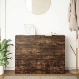 Berkfield Home Sideboard Smoked Oak 100x35x76 cm Engineered Wood in Brown - Size: 100 x 35 x 76 cm - thumbnail 3
