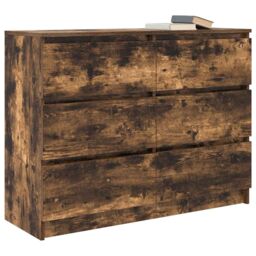 Berkfield Home Sideboard Smoked Oak 100x35x76 cm Engineered Wood in Brown - Size: 100 x 35 x 76 cm - thumbnail 4