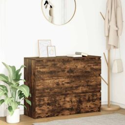 Berkfield Home Sideboard Smoked Oak 100x35x76 cm Engineered Wood in Brown - Size: 100 x 35 x 76 cm - thumbnail 1