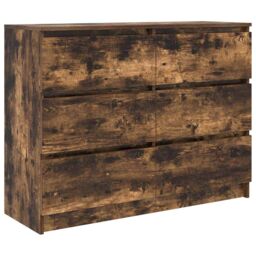 Berkfield Home Sideboard Smoked Oak 100x35x76 cm Engineered Wood in Brown - Size: 100 x 35 x 76 cm - thumbnail 2