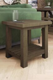 FWStyle Solid Natural Reclaimed Pine Lamp/Side Table in Brown - thumbnail 1