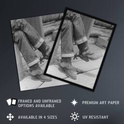 Artery8 Russell Lee Boots & Spurs Vintage Photograph Framed Wall Art Print in Grey - Size: A4 - thumbnail 2