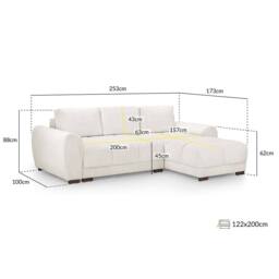 Furnishings For Less UK Zura Cream Fabric Large 3 Seater L Shaped Universal Corner Sofa Bed - thumbnail 4
