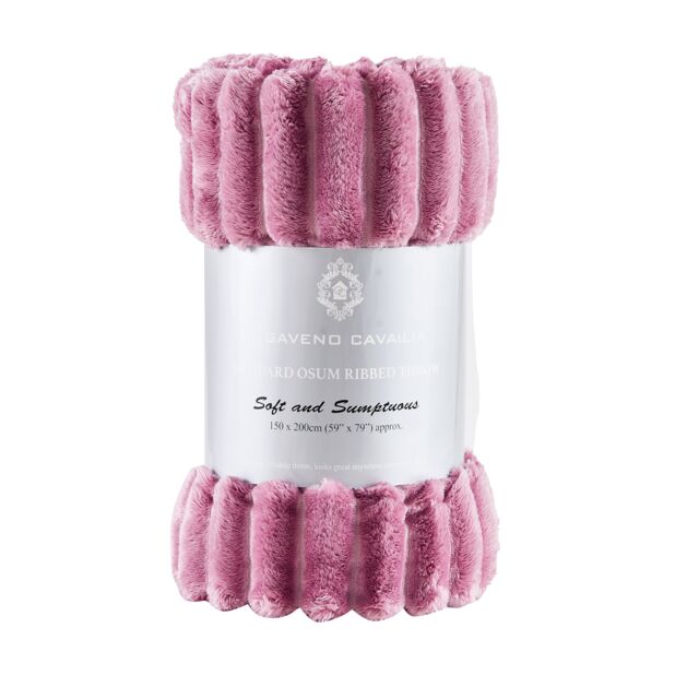 GAVENO CAVAILIA Osum Ribbed Throw in Pink - Size: 200 cm x 240 cm
