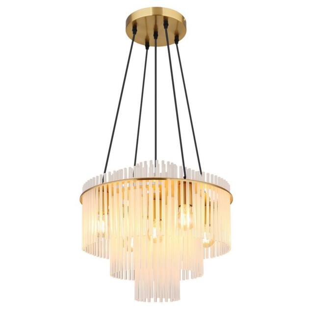 Netlighting Gorley Pendant Ceiling Light Gold Colours Matt Opal Glass Shade 5x E27 - image 1