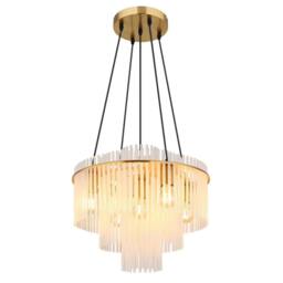 Netlighting Gorley Pendant Ceiling Light Gold Colours Matt Opal Glass Shade 5x E27 - thumbnail 1