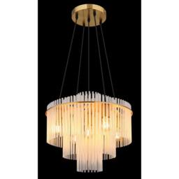 Netlighting Gorley Pendant Ceiling Light Gold Colours Matt Opal Glass Shade 5x E27 - thumbnail 4
