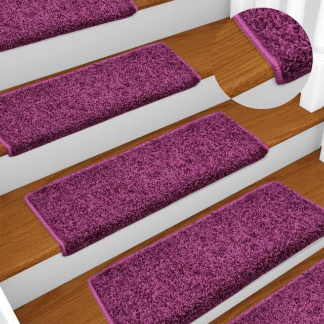 Berkfield Home Carpet Stair Treads 15 pcs 65x21x4 cm Violet in Purple - Size: Medium - image 1