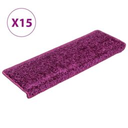 Berkfield Home Carpet Stair Treads 15 pcs 65x21x4 cm Violet in Purple - Size: Medium - thumbnail 2