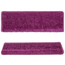 Berkfield Home Carpet Stair Treads 15 pcs 65x21x4 cm Violet in Purple - Size: Medium - thumbnail 4