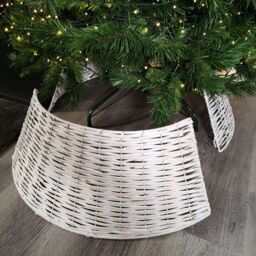Samuel Alexander 48/70cm KD Willow Christmas Tree Skirt Wicker Rattan- Large White Wash - thumbnail 3