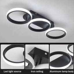 Havendro 1*Black-Square Modern LED Ceiling Light Flush Mount Chandelier Lamp in Black - thumbnail 4