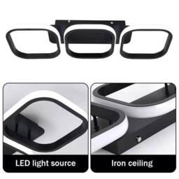 Havendro 1*Black-Square Modern LED Ceiling Light Flush Mount Chandelier Lamp in Black - thumbnail 5