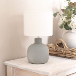 ValueLights Chelsea Natural Linen Shade Hand Finished Sandblast Ceramic Table Lamp with Bulb in Grey - thumbnail 3