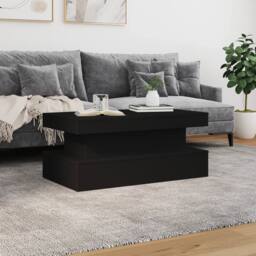 Berkfield Home Modern Coffee Table with LED Lights Black 90x50x40 cm - Size: 90 x 50 x 40 cm - thumbnail 4