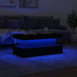 Berkfield Home Modern Coffee Table with LED Lights Black 90x50x40 cm - Size: 90 x 50 x 40 cm - thumbnail 5