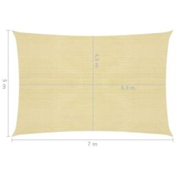 Berkfield Home Sunshade Sail 160 g/m ² Beige 5x7 m HDPE - thumbnail 6