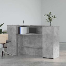 Berkfield Home Reception Desk Concrete Grey 180x50x103.5 cm Engineered Wood - thumbnail 3