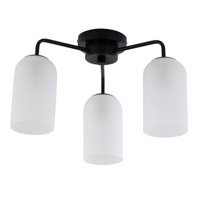 First Choice Lighting Victoria - Black Semi Flush Ceiling Light with Frosted Glass Shade - image 1