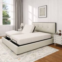 PARADISE BEDS LTD Heavy Duty Adjustable Mobility Bed with mattress & 24 inch Headboard in Cream - Size: Small Single - thumbnail 1
