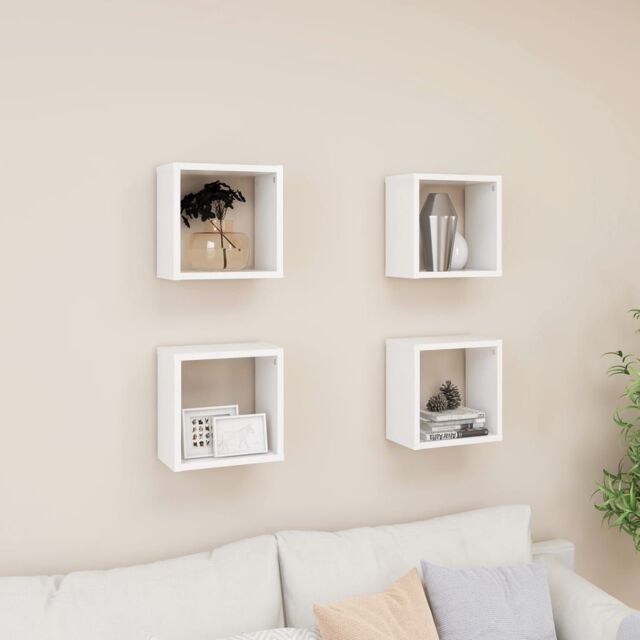 Berkfield Home Wall Cube Shelves 4 pcs White 26x15x26 cm - Size: 26 x 15 x 26 cm - image 1