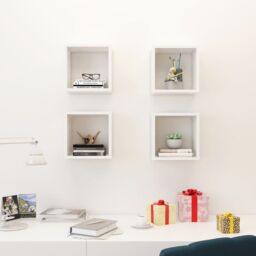 Berkfield Home Wall Cube Shelves 4 pcs White 26x15x26 cm - Size: 26 x 15 x 26 cm - thumbnail 3