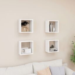 Berkfield Home Wall Cube Shelves 4 pcs White 26x15x26 cm - Size: 26 x 15 x 26 cm - thumbnail 1