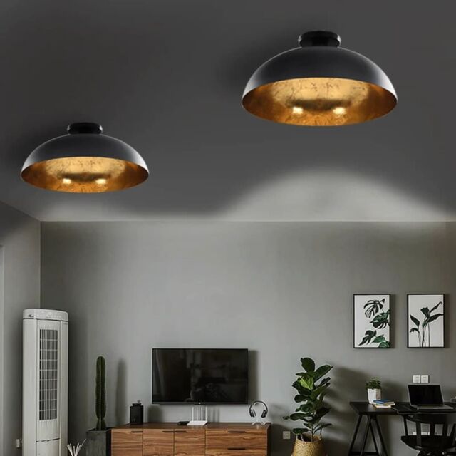 Berkfield Home Ceiling Lamps 2 pcs Black & Gold Semi-spherical E27 - image 1