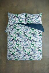 Deyongs Bows Print 200 Thread Count Cotton Rich Duvet Cover Set - Easycare Soft Bedding - 1846 in Blue - Size: King - thumbnail 3