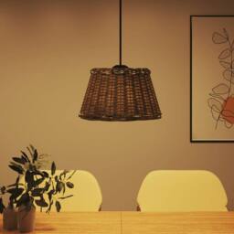 Berkfield Home Ceiling Lamp Shade Brown √ò50x30 cm Wicker - Size: 50x30 cm - thumbnail 3