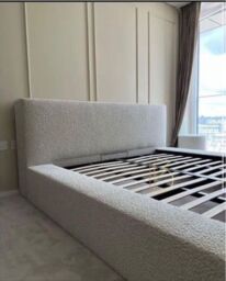 HOB Furniture Amber Bed, Boucle Teddy Fabric - Hb 76 Cm, Ivory in Off-White - Size: Double - thumbnail 2