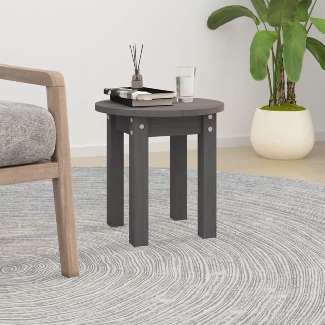 Berkfield Home Coffee Table Grey Ã˜ 35x35 cm Solid Wood Pine - image 1
