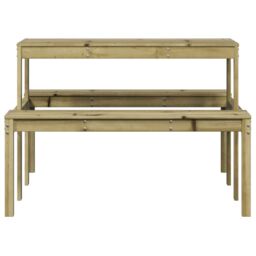 Berkfield Home Picnic Table 110x134x75 cm Impregnated Wood Pine in Brown - Size: 110 x 134 x 75 cm - thumbnail 4