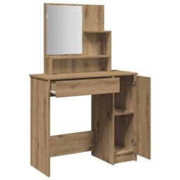 Berkfield Home Beautiful Dressing Table with Mirror Artisan Oak 86.5x35x136 cm in Brown - thumbnail 7