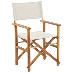 Wyld and Coco Garden Director Chairs Set 2 Folding Acacia Wood Off-White Green - thumbnail 6