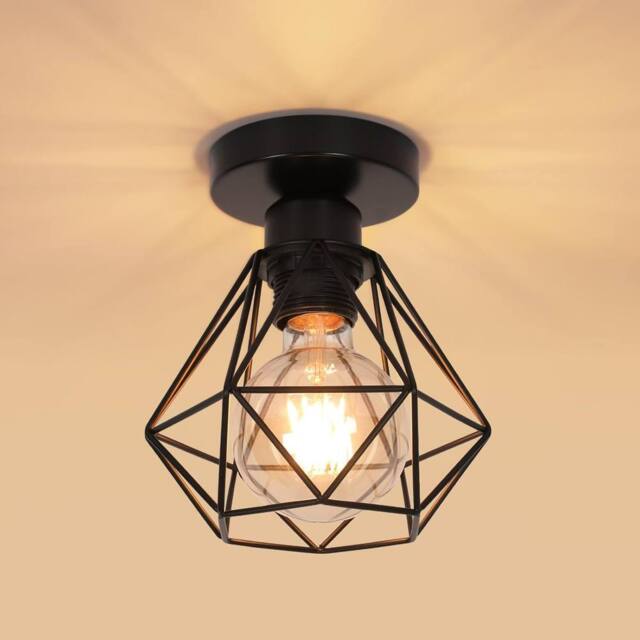 Goeco Vintage Industrial Ceiling Light, Retro Chandelier, Metal Cage Design in Black - image 1