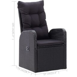 Berkfield Home 3 Piece Garden Dining Set with Cushions Black Poly Rattan - thumbnail 5