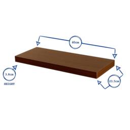 Harbour Housewares 60cm Floating Wall Shelf - Wall Mounted Shelf for Storage & Display in Walnut - thumbnail 5